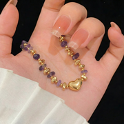 Hand-Beaded Amethyst Halskette aus 18K vergoldet Copper