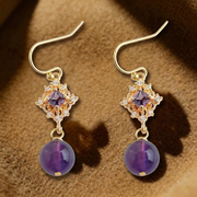 Amethyst Zirkonia Ohrringe aus 14K vergoldet Copper