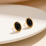 Schwarzer Onyx Ohrringe aus 18K vergoldet Copper