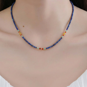 Lapislazuli, Karneol und Türkis Halskette aus 18K vergoldet Copper