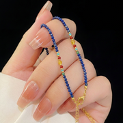 Lapislazuli, Karneol und Türkis Halskette aus 18K vergoldet Copper
