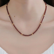 Roter Granat Halskette aus 18K vergoldet Silver