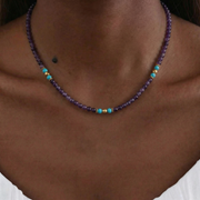 Amethyst, Karneol und Türkis Halskette aus 18K vergoldet Copper