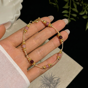 Rosa Turmalin Armband aus 18K vergoldet Copper