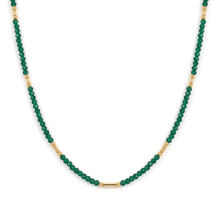 Grüner Chalcedon Halskette aus 18K vergoldet Copper