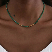 Grüner Chalcedon Halskette aus 18K vergoldet Copper