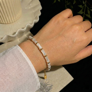 Weißes Perlmutt Armband aus 18K vergoldet Copper