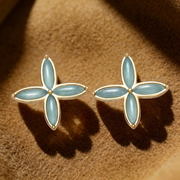 Kleeblatt Amazonit Stud Ohrringe aus 18K Gold-Vermeil