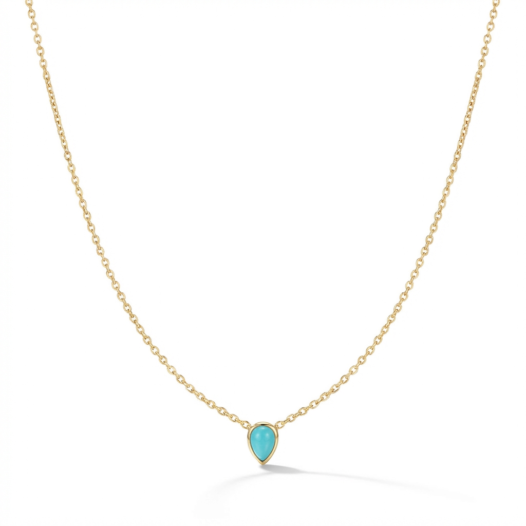 Amazonit-Tropfen-Anhänger-Halskette aus 18K Gold-Vermeil