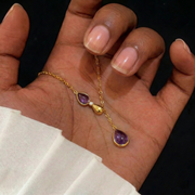 Herzperle Drop Halskette aus Bergkristall oder Amethyst