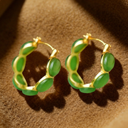 Oval Gemstone Hoop Ohrringe aus Jasper oder Sugilite