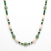 Malachit Green Jade Beads Halskette aus 24K vergoldet Copper