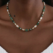 Malachit Green Jade Beads Halskette aus 24K vergoldet Copper