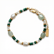 Malachit Green Jade Beads Armband aus 24K vergoldet Copper