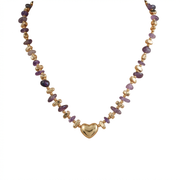Hand-Beaded Amethyst Halskette aus 18K vergoldet Copper
