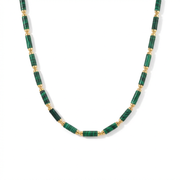Malachit Halskette aus 18K vergoldet Copper
