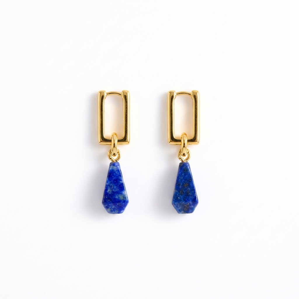 Lapislazuli-Ohrringe aus 18K-vergoldetem Kupfer