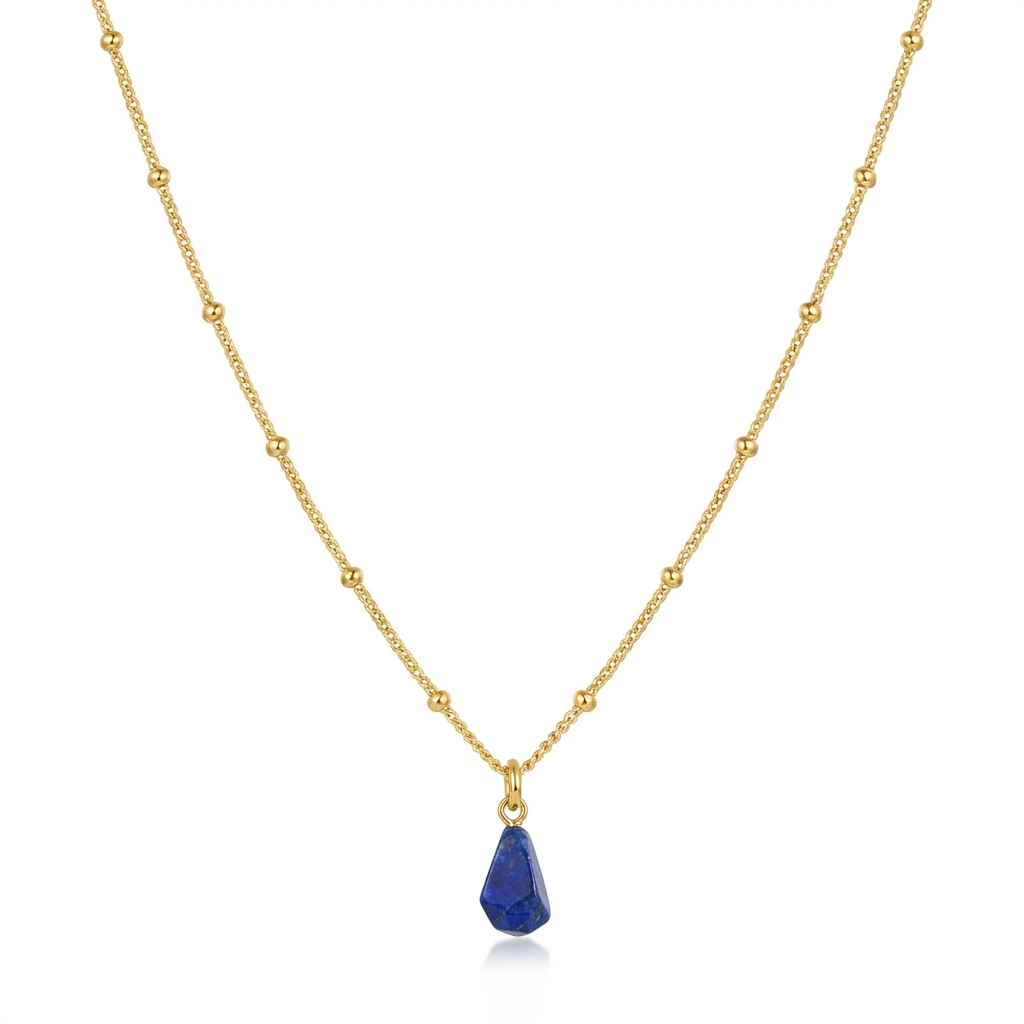 Lapislazuli-Halskette aus 18K-vergoldetem Kupfer