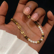 Tigerauge Perle Accent Halskette aus 18K vergoldet Copper