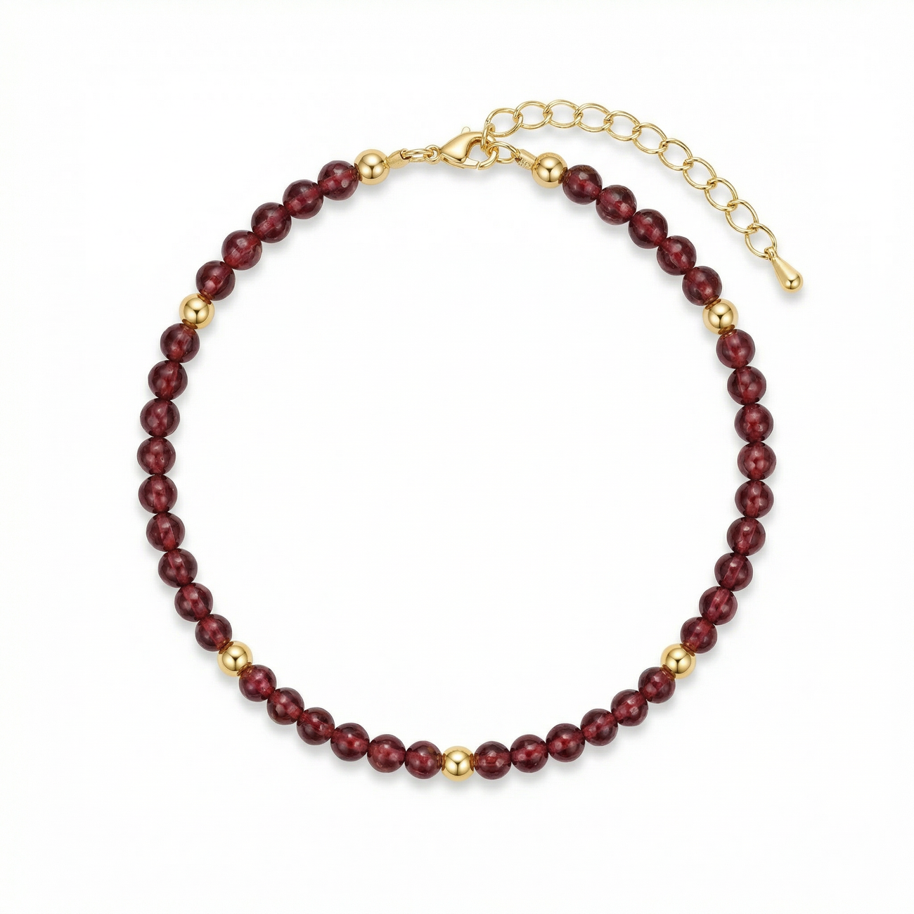 Roter-Granat-Armband aus 18K-vergoldetem Silber