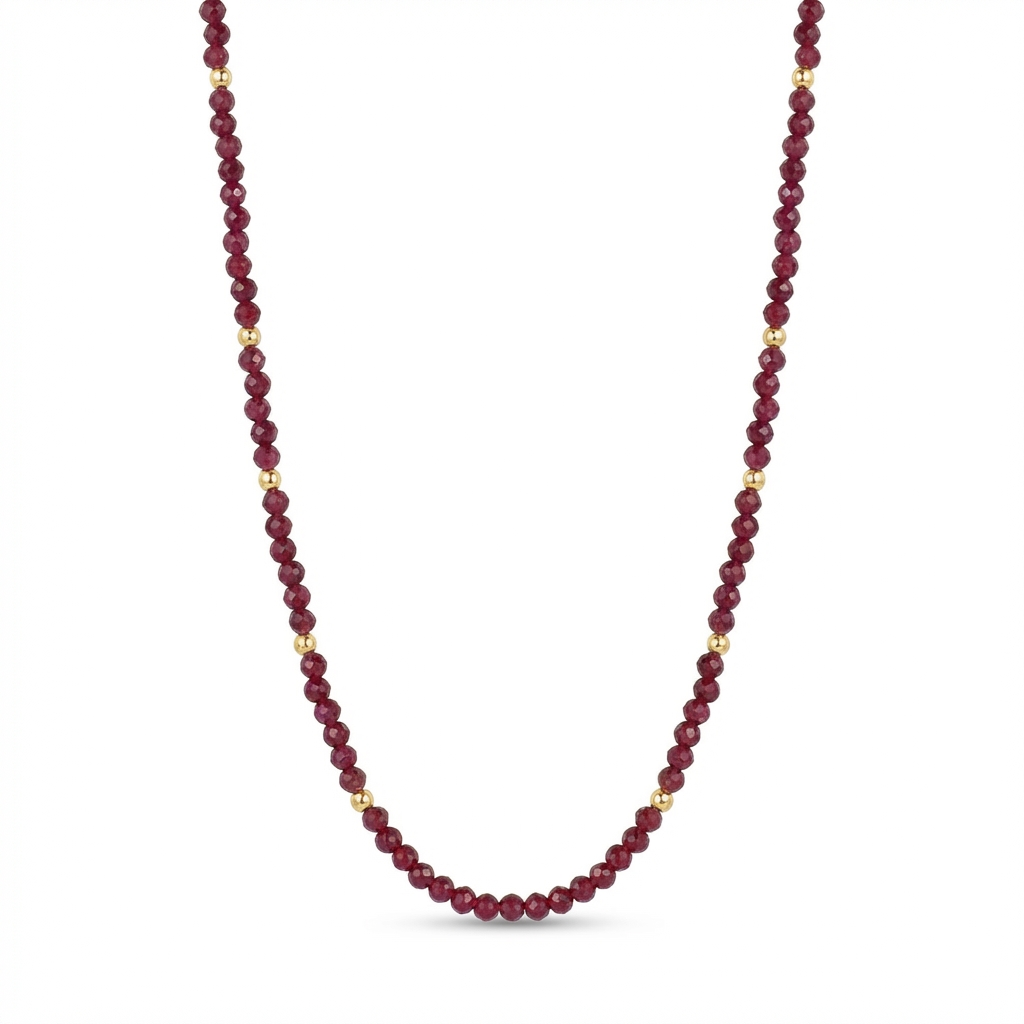 Roter-Granat-Halskette aus 18K-vergoldetem Silber