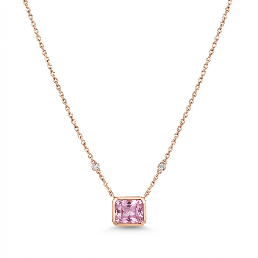 Amethyst-Halskette aus rosévergoldetem Silber