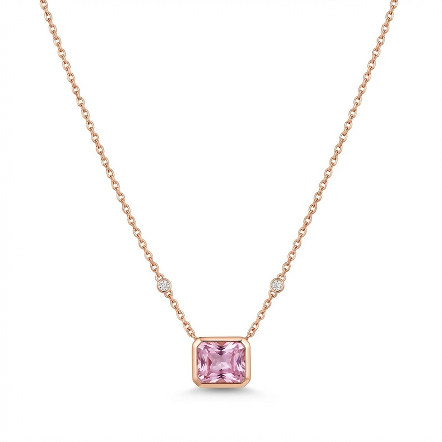Amethyst Halskette aus rosévergoldet Silver