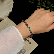Amethyst, Karneol und Türkis Armband aus 18K vergoldet Copper