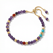 Amethyst, Karneol und Türkis Armband aus 18K vergoldet Copper