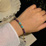 Amethyst, Karneol und Türkis Armband aus 18K vergoldet Copper