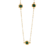 Malachit Halskette aus 18K vergoldet Copper