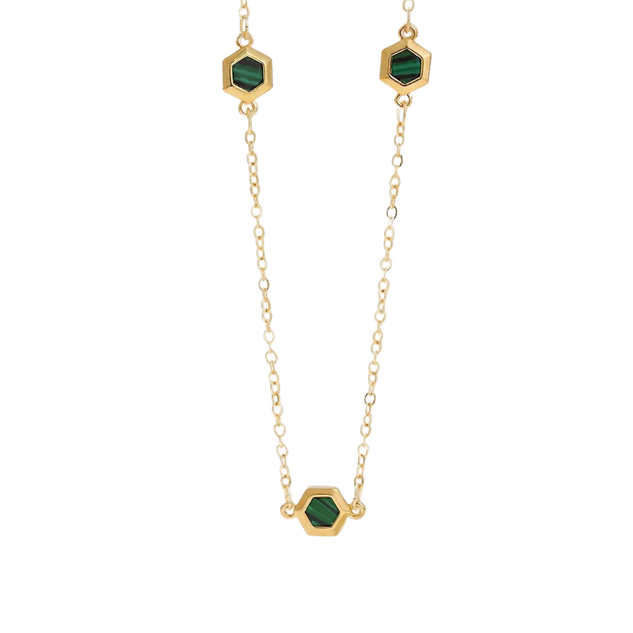 Malachit Halskette aus 18K vergoldet Copper