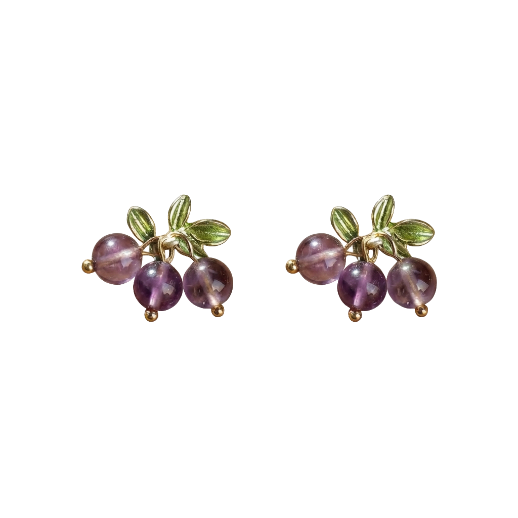 Amethyst-Trauben-Kristallcluster-Ohrringe