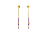 Lapislazuli rosa Turmalin Mondstein Blue Apatit Amethyst Ohrringe aus 18K gold-plated metal