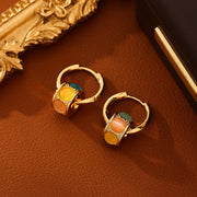 Katzenauge 圆形 Ohrringe aus 14K gold-plated copper