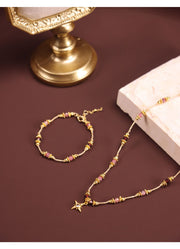 Rosa Turmalin Schmuckset aus 18K gold-plated copper