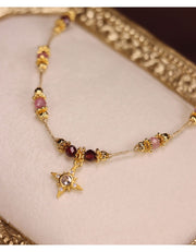 Rosa Turmalin Schmuckset aus 18K gold-plated copper