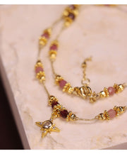 Rosa Turmalin Schmuckset aus 18K gold-plated copper
