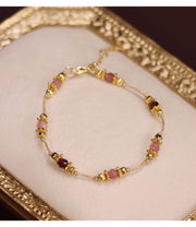 Rosa Turmalin Schmuckset aus 18K gold-plated copper