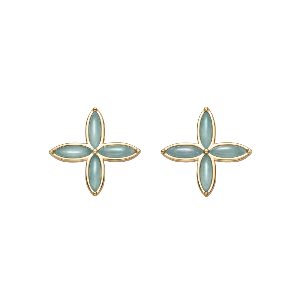 Kleeblatt Amazonit Ohrstecker aus 18K Gold-Vermeil