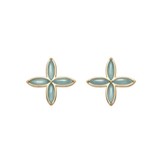 Kleeblatt Amazonit Stud Ohrringe aus 18K Gold-Vermeil