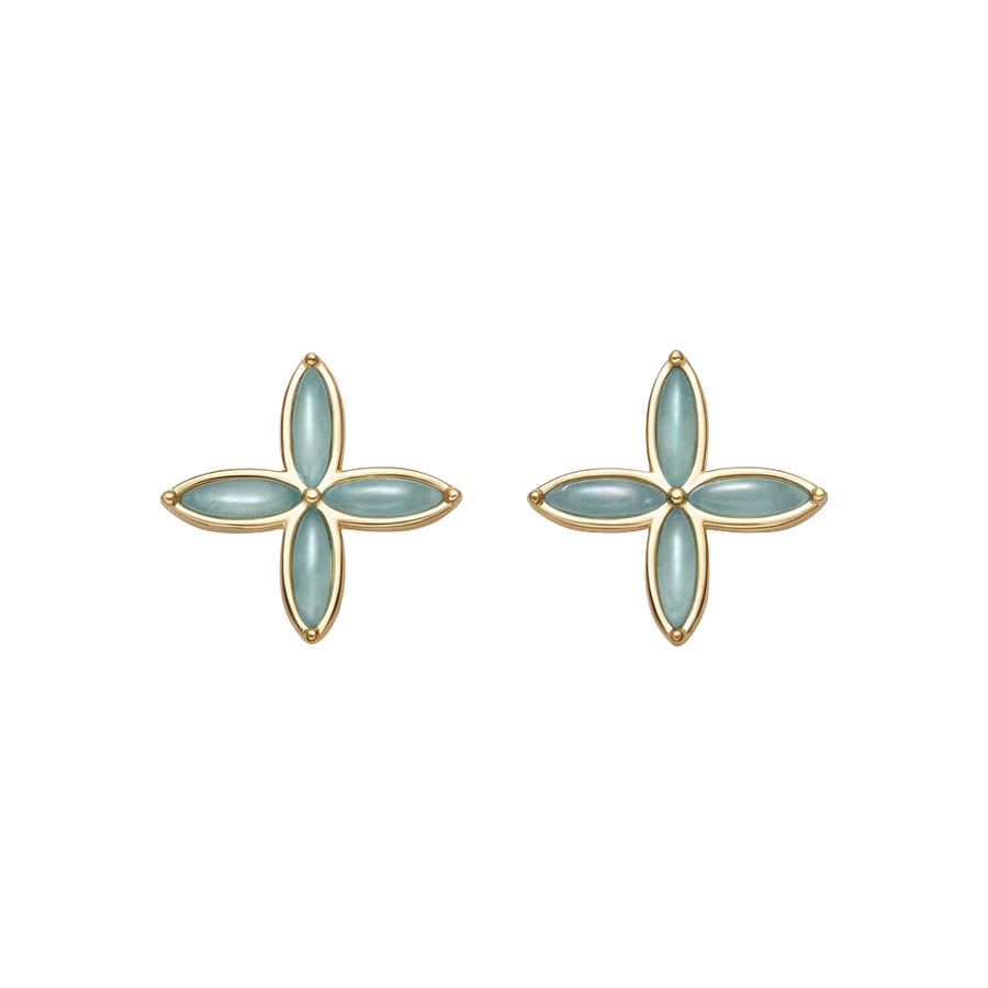 Kleeblatt Amazonit Stud Ohrringe aus 18K Gold-Vermeil