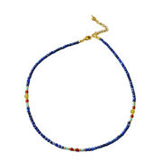 Lapislazuli, Karneol und Türkis Halskette aus 18K vergoldet Copper