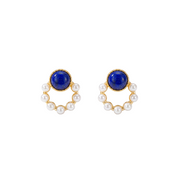 Perle und Lapis Circle Stud Ohrringe aus vergoldetes Sterlingsilber