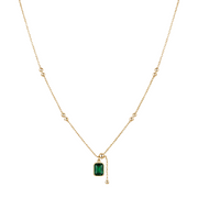 Grüner Chalcedon Pendant Halskette aus 18K vergoldet Copper