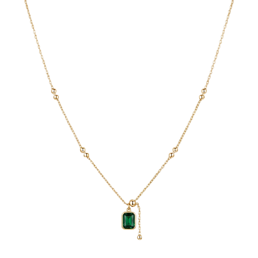 Grüner Chalcedon Pendant Halskette aus 18K vergoldet Copper