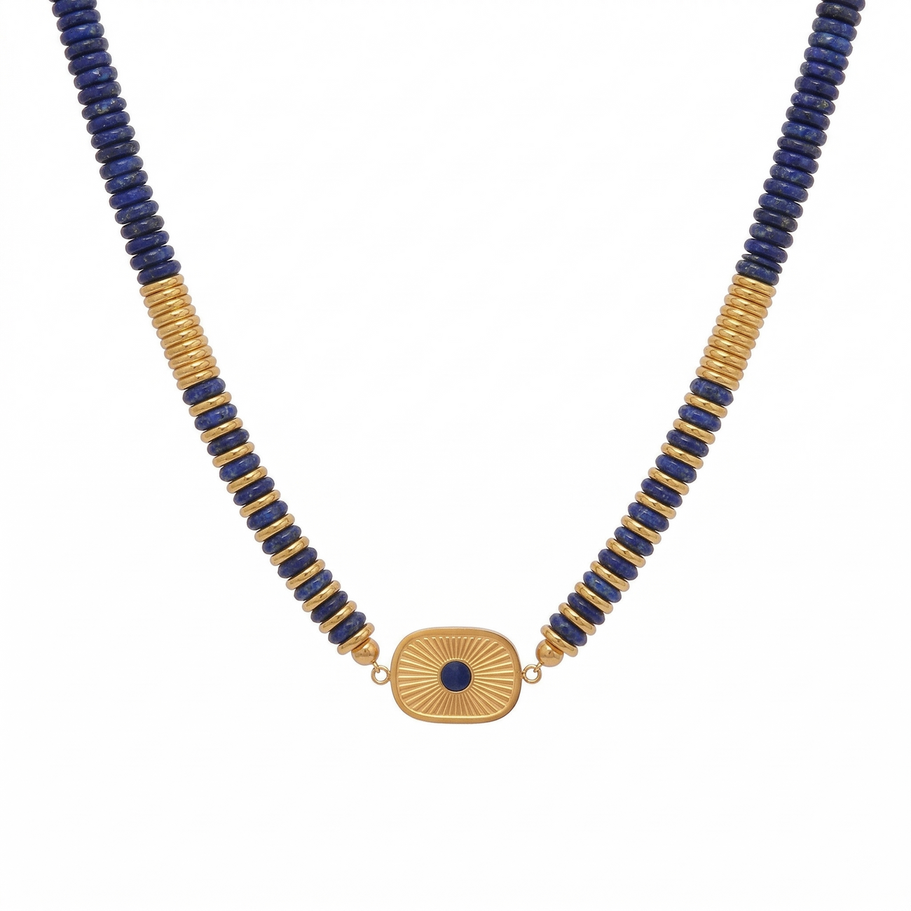 Lapislazuli-Halskette aus 18K-vergoldetem Kupfer