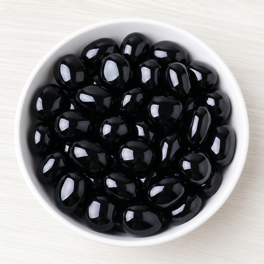 Schwarzer Obsidian Trommelstein