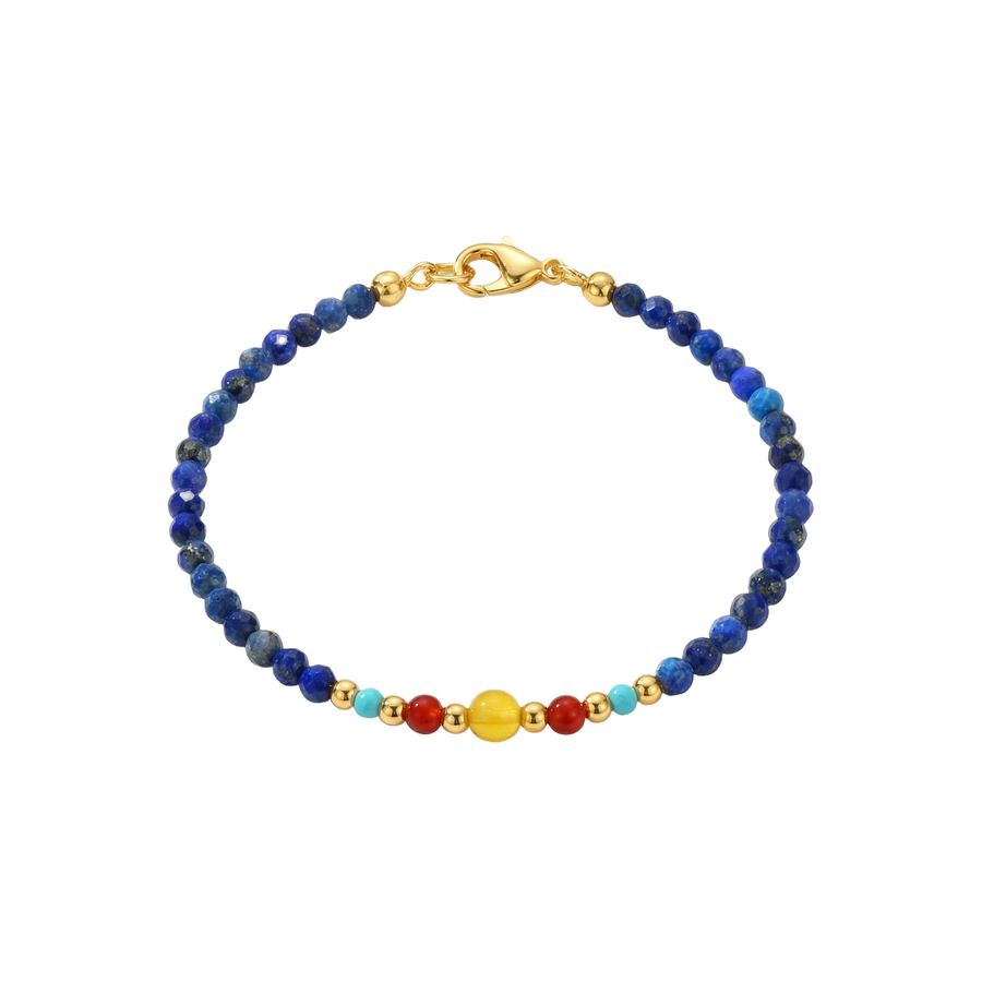 Lapislazuli, Karneol und Türkis Armband aus 18K vergoldet Copper