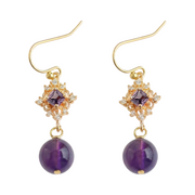 Amethyst Zirkonia Ohrringe aus 14K vergoldet Copper